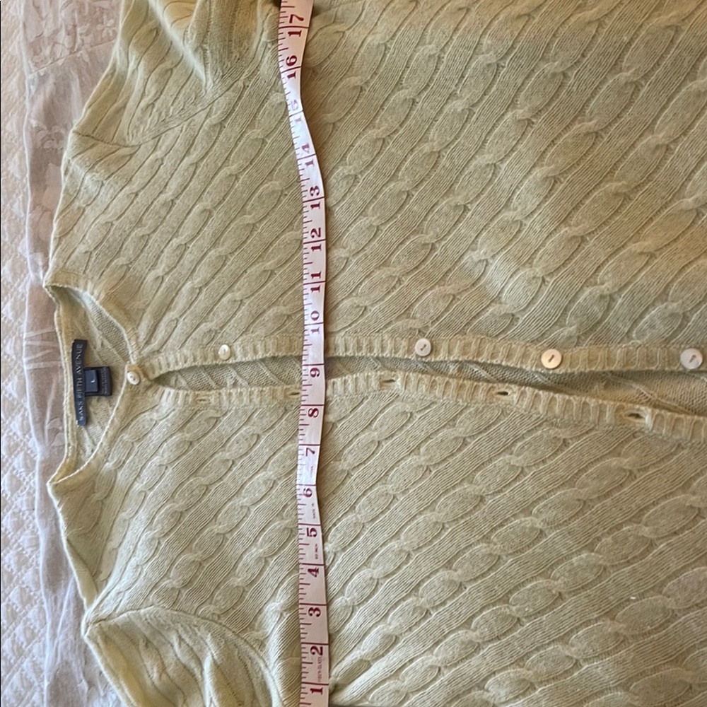 Summer weight cashmere sweater set  by Saks Fifth Avenue.